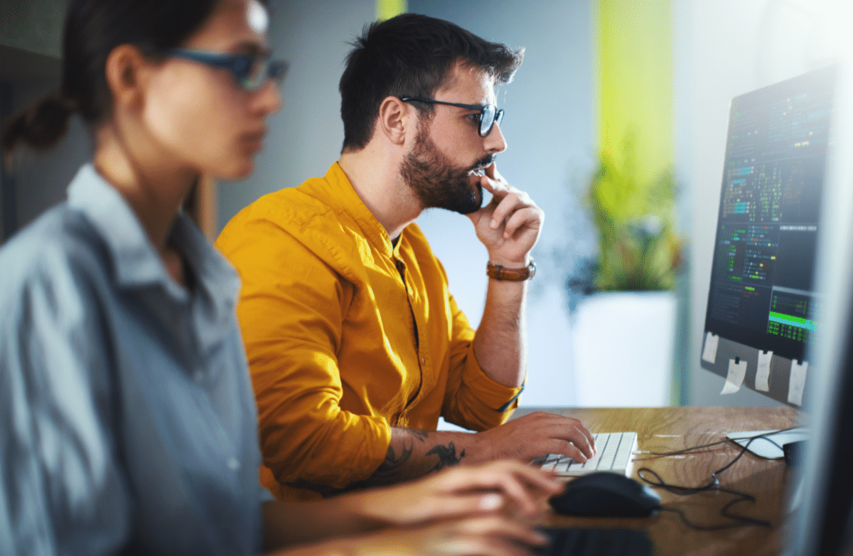 Cyber IT technicians monitoring server